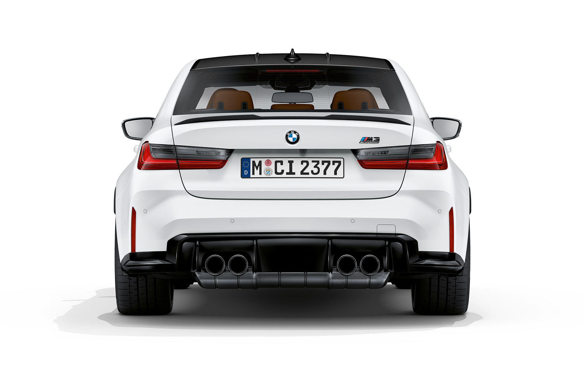 BMW M3 Competition G80 2020 Frozen Brilliant White metallic rear view