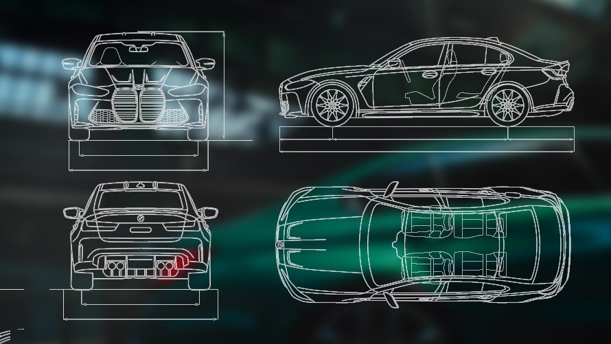 Dimensional drawing BMW M3 Sedan G80 Dimensional drawing BMW M3 Sedan G80
