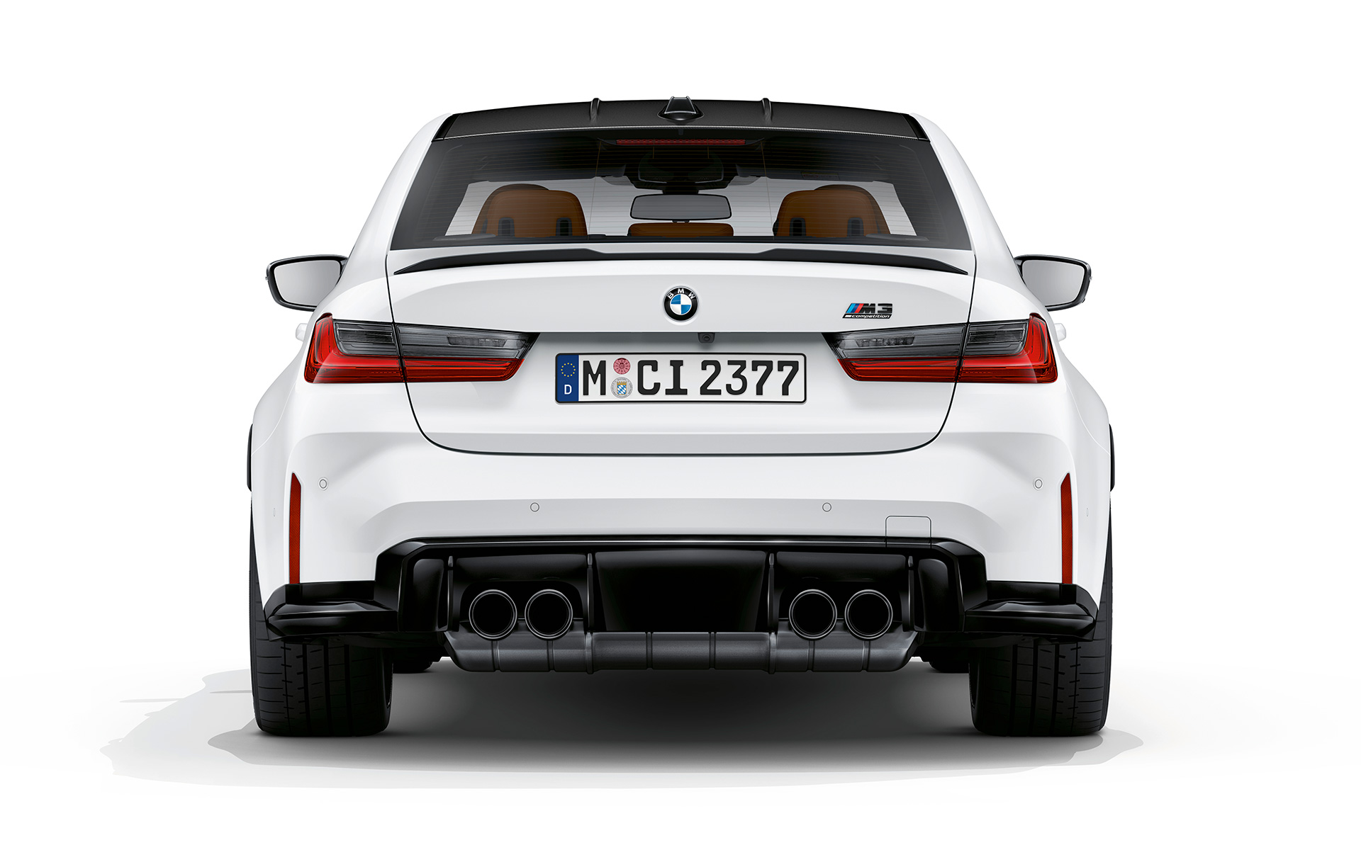 BMW M3 Competition G80 2020 Frozen Brilliant White metallic rear view