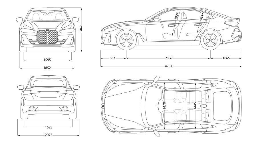 BMW 4 Series Gran Coupé G26 technical data sketch BMW 4 Series Gran Coupé G26 technical data sketch