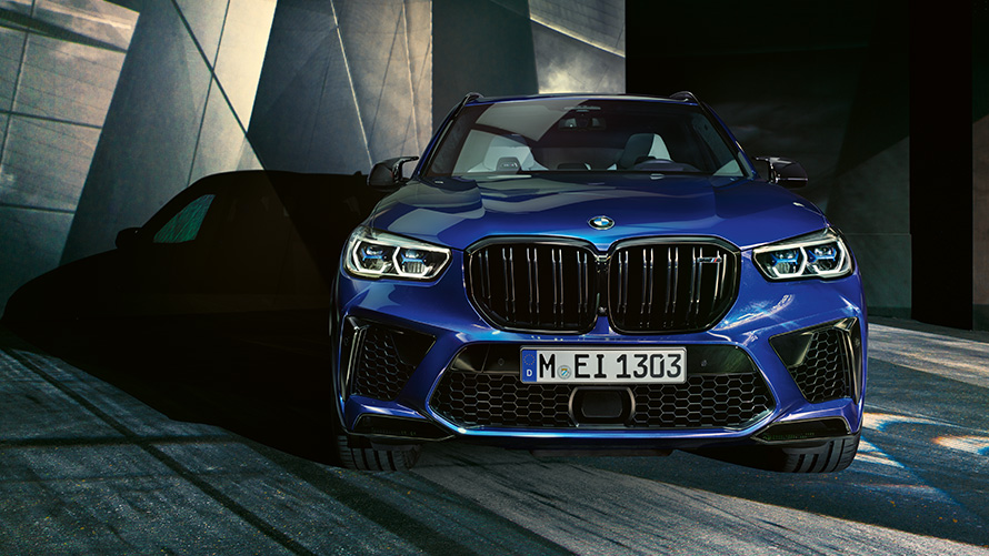 BMW X5 M Competition F95 technical data BMW X5 M Competition F95 2020 SUV Marina Bay Blue metallic front view technical data