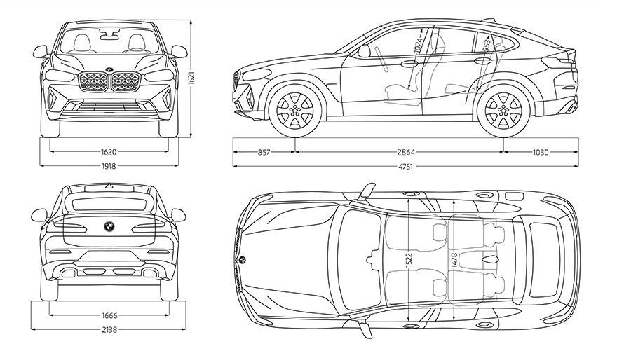 BMW X4 G02 technical data sketch BMW X4 G02 technical data sketch