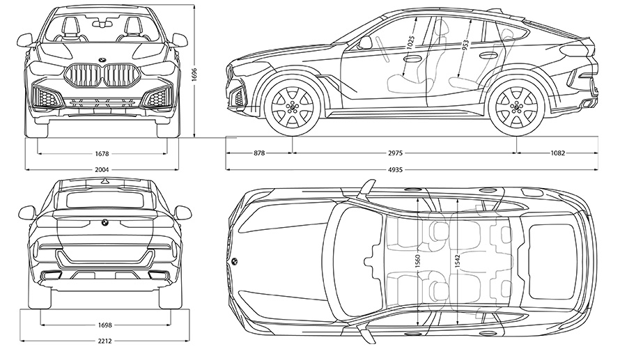 BMW X6 Coupé G06 technical data sketch BMW X6 Coupé G06 technical data sketch
