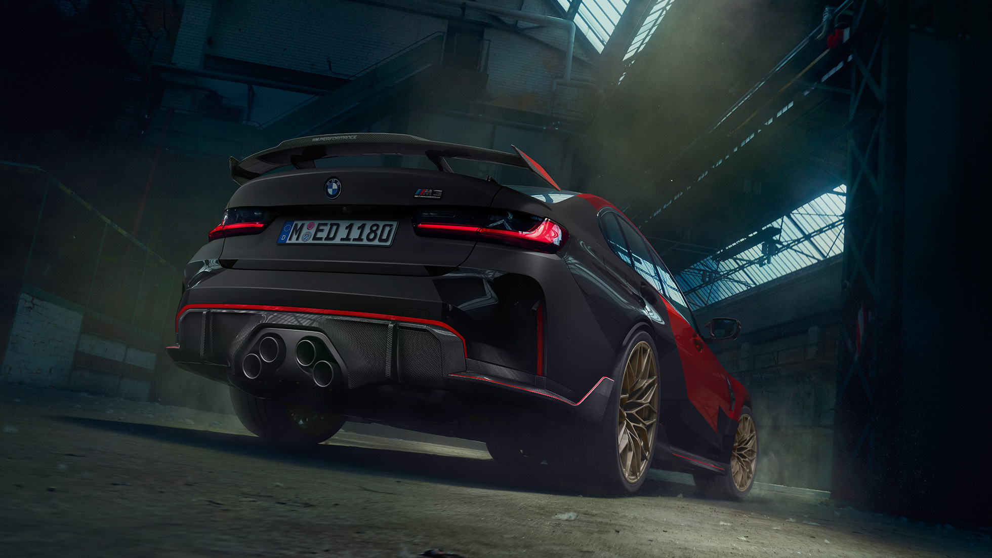 BMW M3 G80 three-quarter rear view BMW M Performance Parts BMW M3 G80 three-quarter rear view